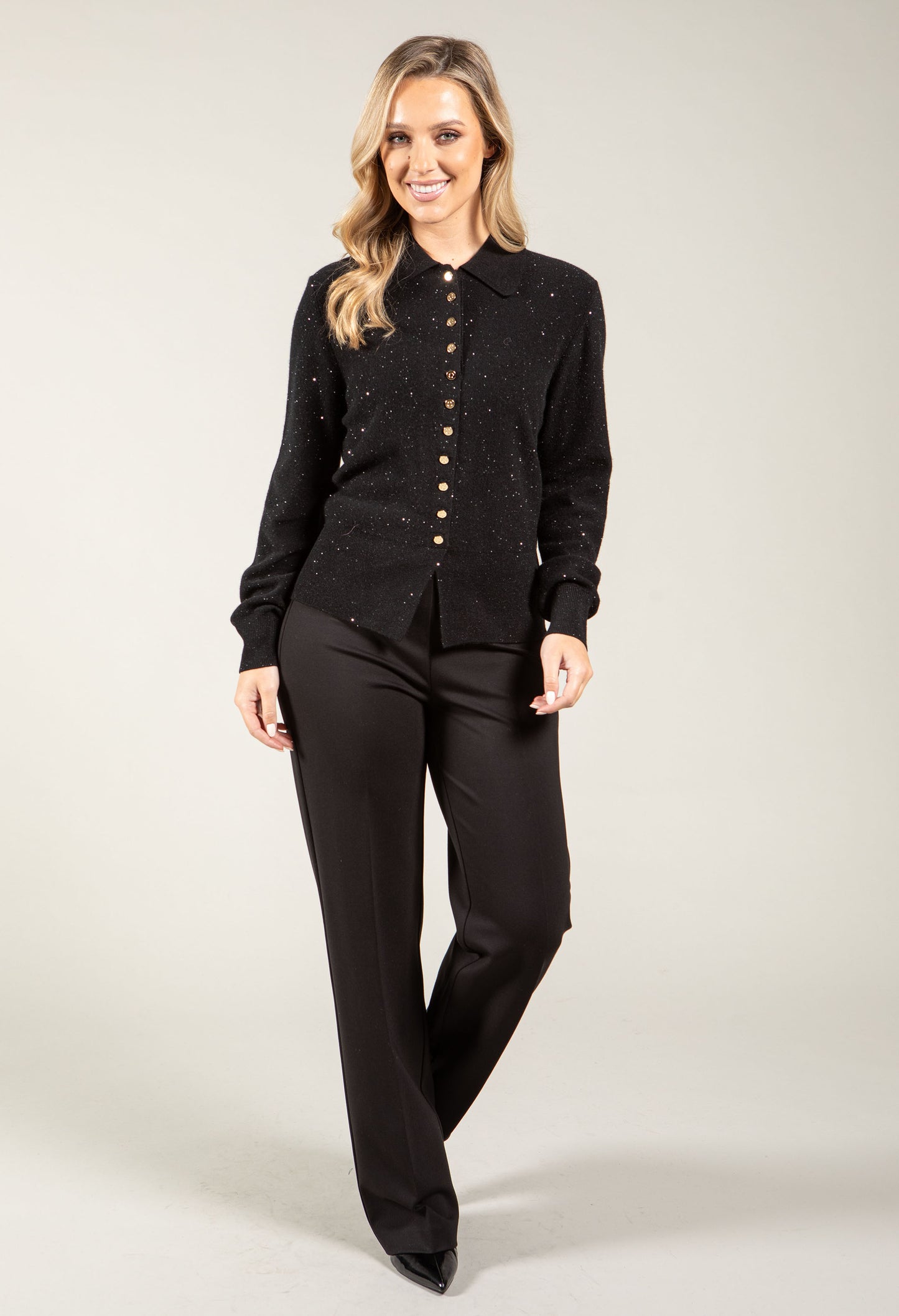 Gold Button Knit Cardigan