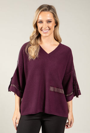Faux Leather Trim Jumper