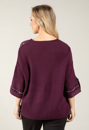 Faux Leather Trim Jumper