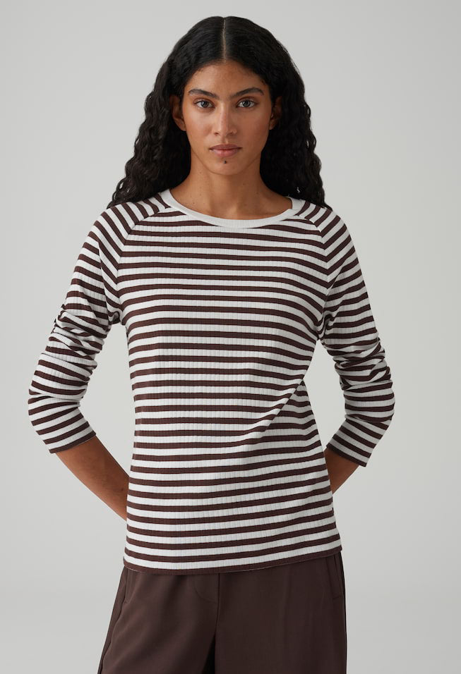 Sorka Striped Ribbed Jersey Slim Fit Top