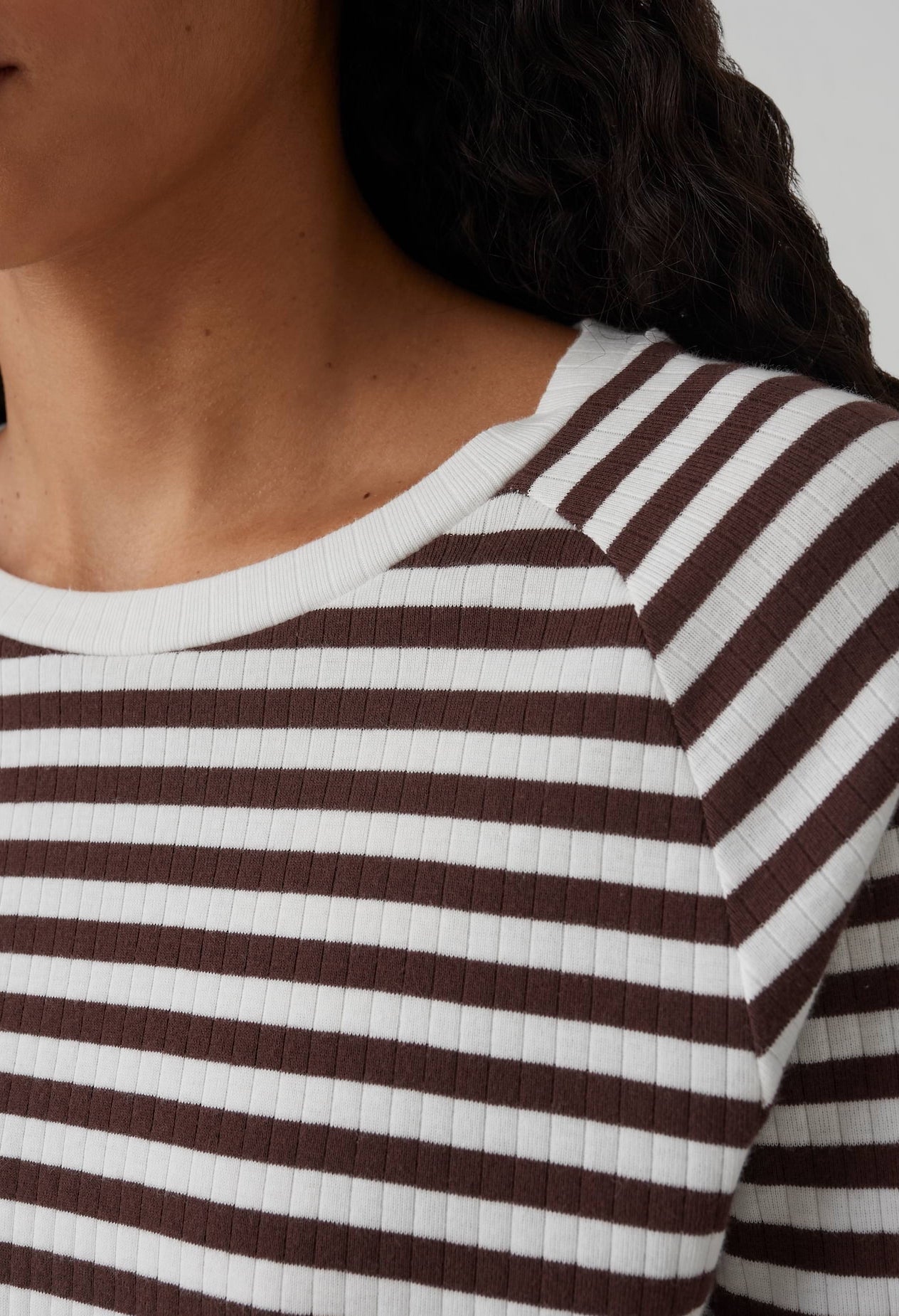Sorka Striped Ribbed Jersey Slim Fit Top