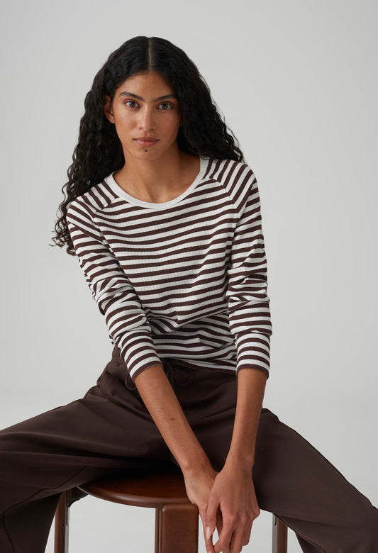 Sorka Striped Ribbed Jersey Slim Fit Top