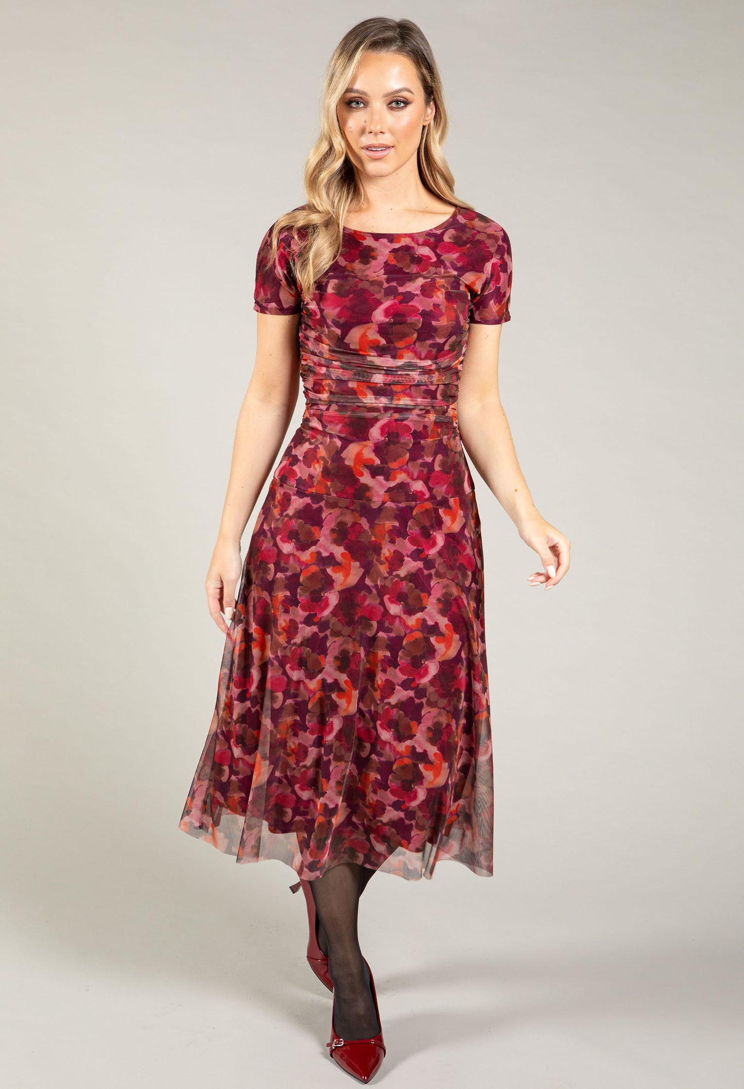 Floral Mesh Midi Dress