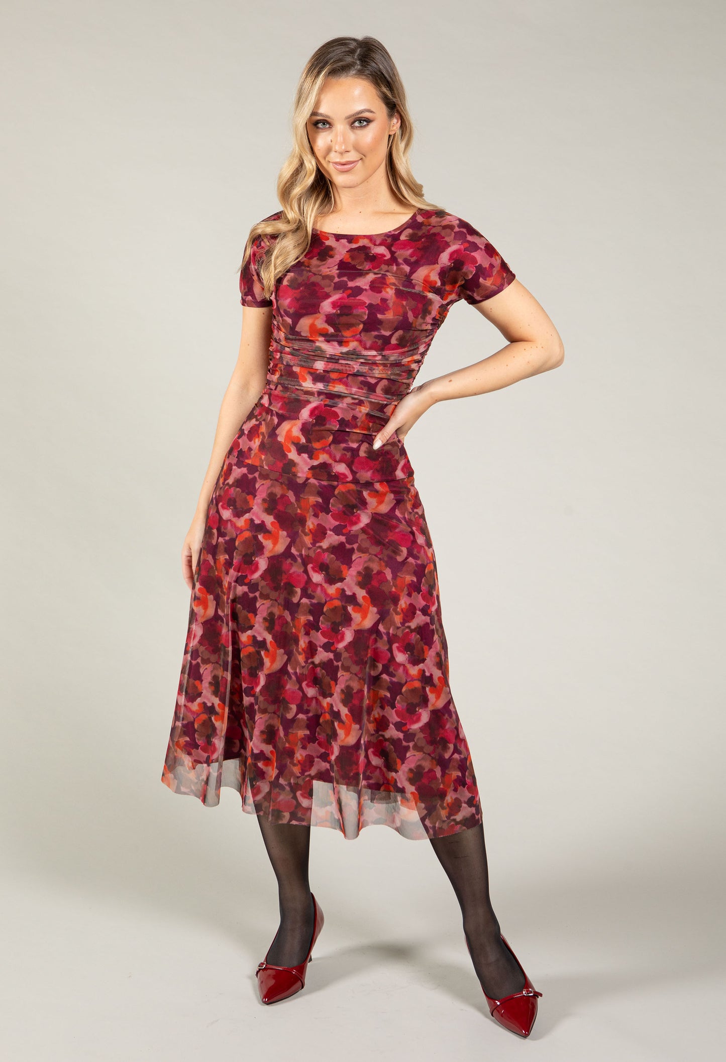 Floral Mesh Midi Dress