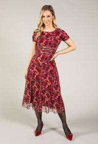 Floral Mesh Midi Dress