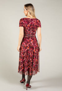 Floral Mesh Midi Dress