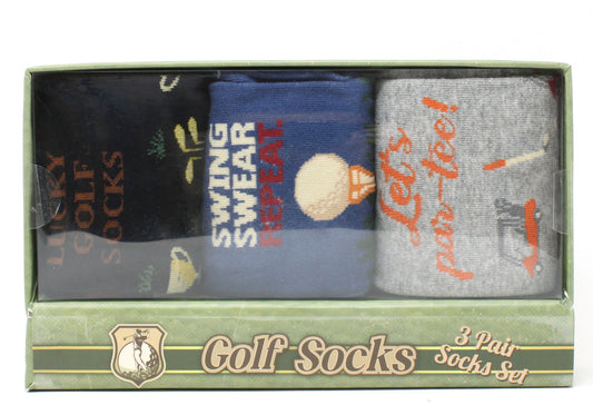mens sock gift set with a golf theme