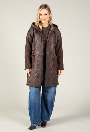 Soft Boucle Hooded Coat