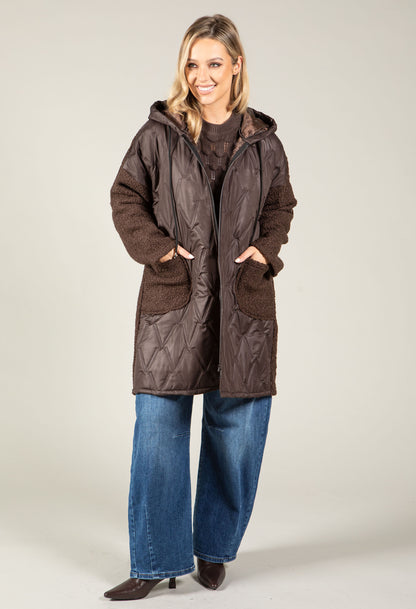 Soft Boucle Hooded Coat