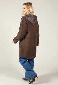 Soft Boucle Hooded Coat