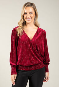 Faux Wrap Velvet Blouse