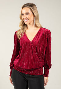 Faux Wrap Velvet Blouse
