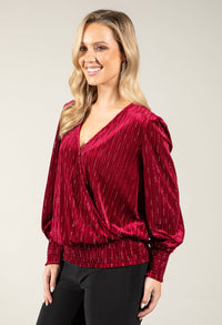 Faux Wrap Velvet Blouse