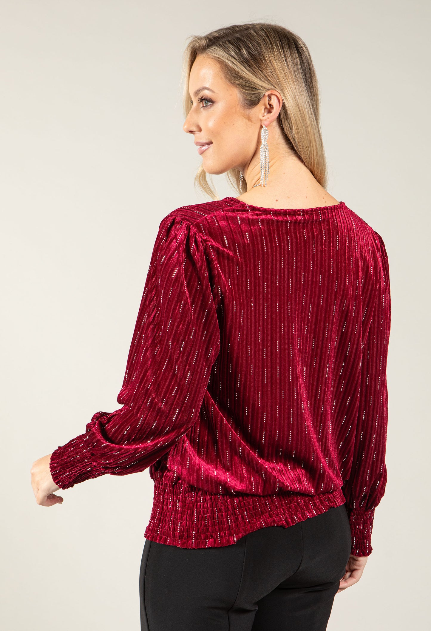 Faux Wrap Velvet Blouse