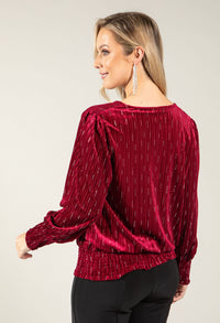 Faux Wrap Velvet Blouse