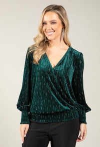 Faux Wrap Velvet Blouse