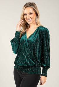 Faux Wrap Velvet Blouse
