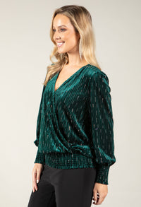 Faux Wrap Velvet Blouse
