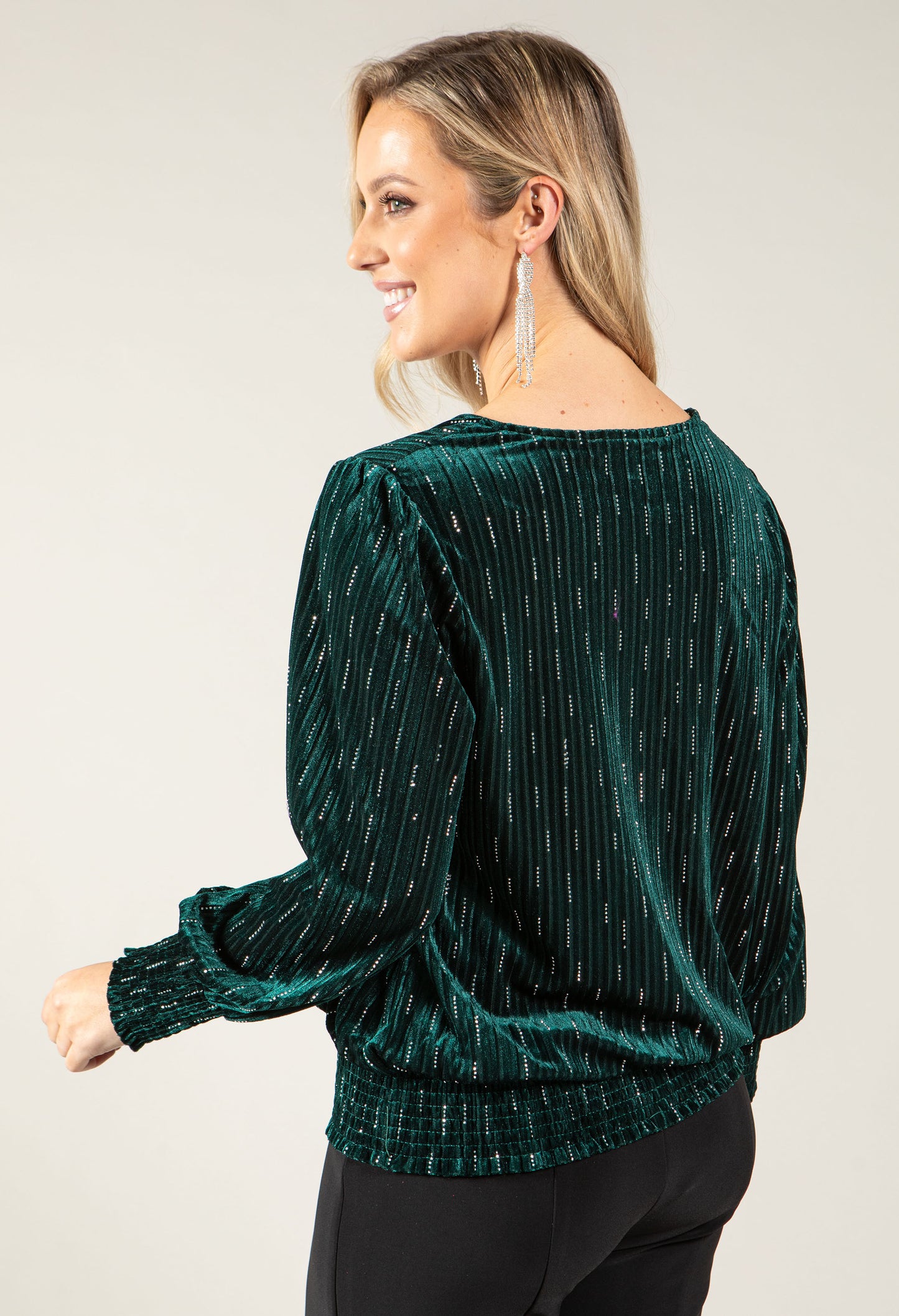 Faux Wrap Velvet Blouse