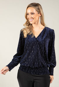Faux Wrap Velvet Blouse