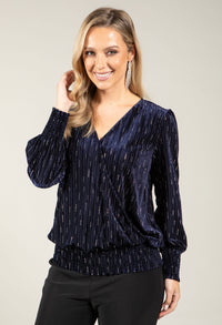 Faux Wrap Velvet Blouse
