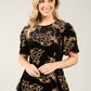 Embroidered Velvet Peplum Top