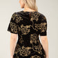 Embroidered Velvet Peplum Top