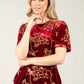 Embroidered Velvet Peplum Top