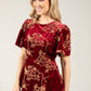 Embroidered Velvet Peplum Top