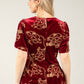 Embroidered Velvet Peplum Top