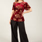 Embroidered Velvet Peplum Top