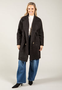 Buttoned Soft Boucle Coat