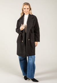 Buttoned Soft Boucle Coat