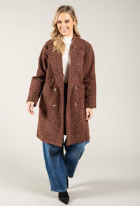 Buttoned Soft Boucle Coat