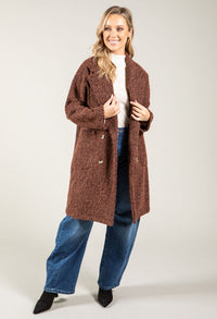 Buttoned Soft Boucle Coat