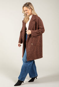 Buttoned Soft Boucle Coat