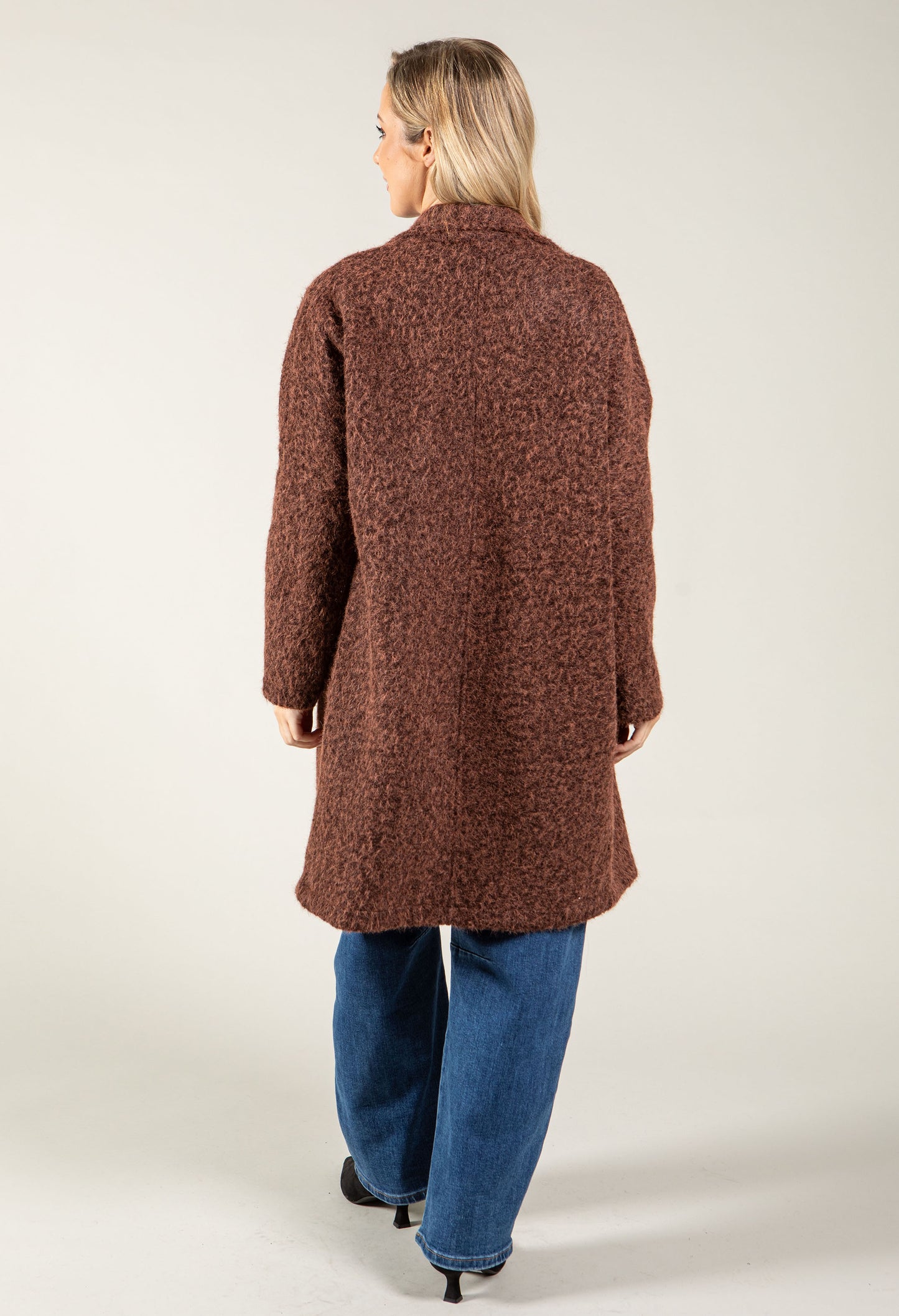 Buttoned Soft Boucle Coat