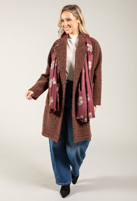Buttoned Soft Boucle Coat
