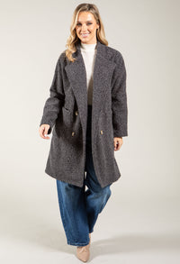 Buttoned Soft Boucle Coat