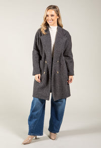 Buttoned Soft Boucle Coat