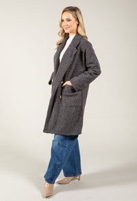 Buttoned Soft Boucle Coat