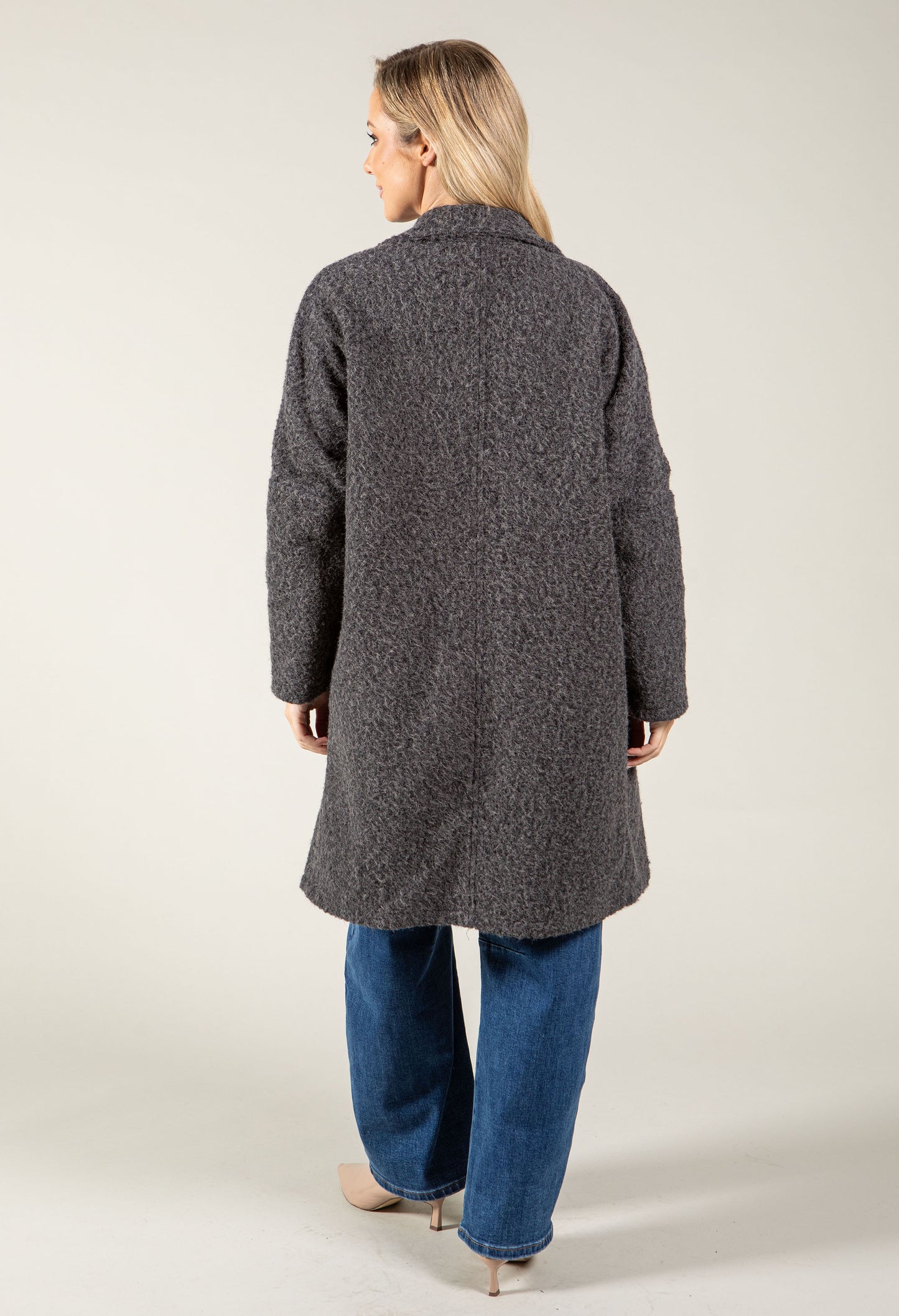 Buttoned Soft Boucle Coat
