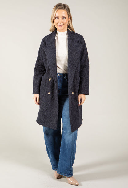 Buttoned Soft Boucle Coat