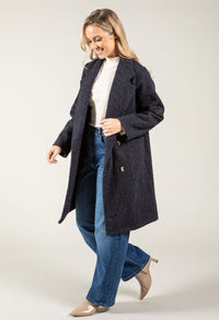 Buttoned Soft Boucle Coat