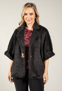 Gold Detail Faux Fur Jacket