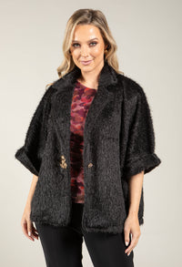 Gold Detail Faux Fur Jacket