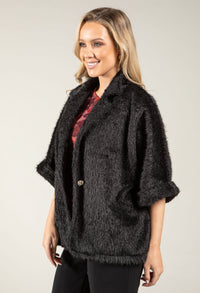 Gold Detail Faux Fur Jacket