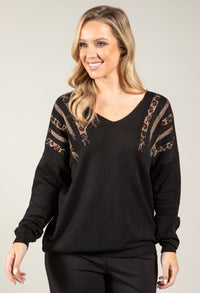 Diamante Detail V-Neck Jumper