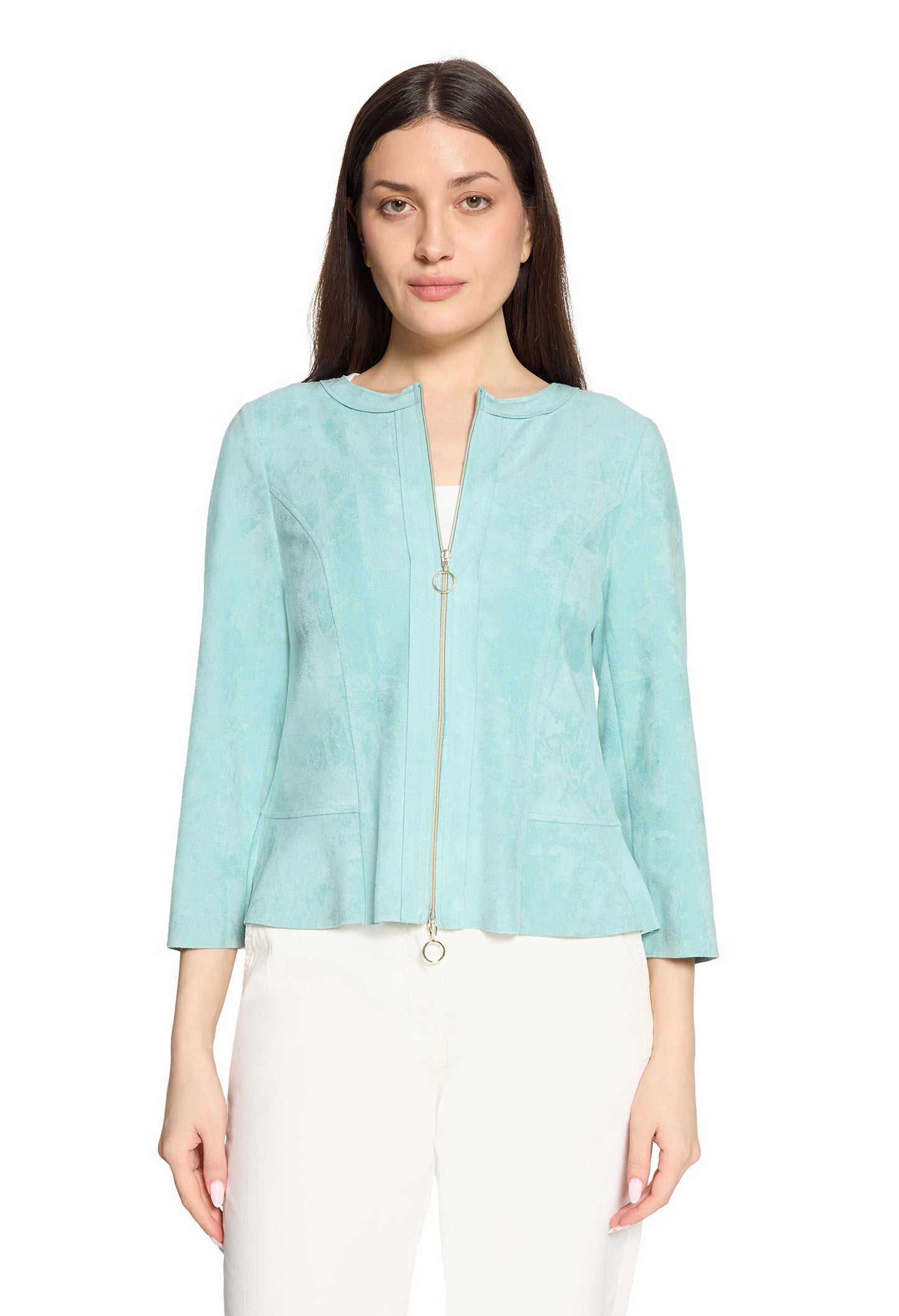 Faux Suede Zip-Up Jacket