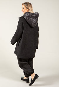 Quilted Hooded Soft Boucle Coat